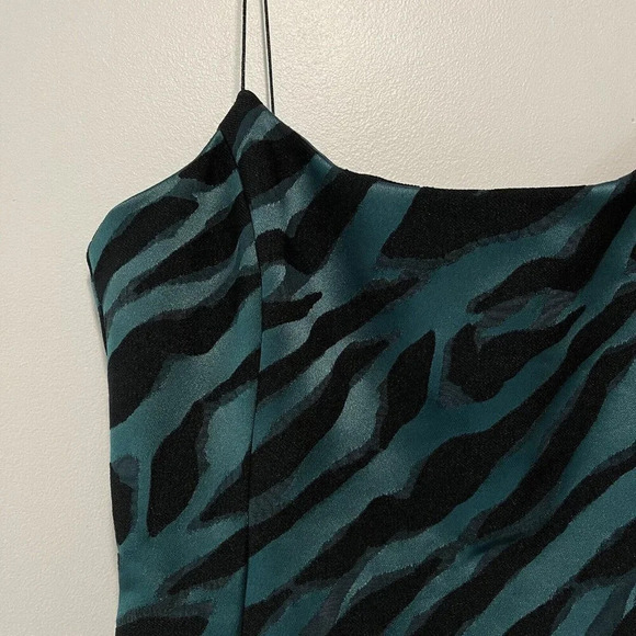 Bec & Bridge Discotheque Green Black Zebra Print Midi Spaghetti Strap Dress 6 - Picture 6 of 10